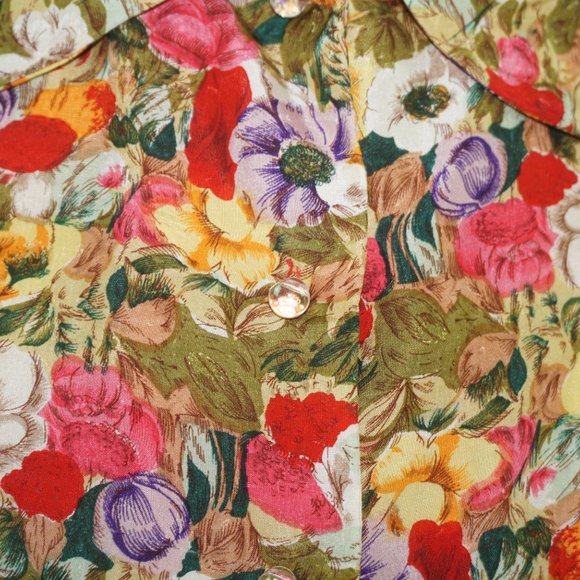 Vintage 40s Silk Floral Blouse - Picture 3 of 10